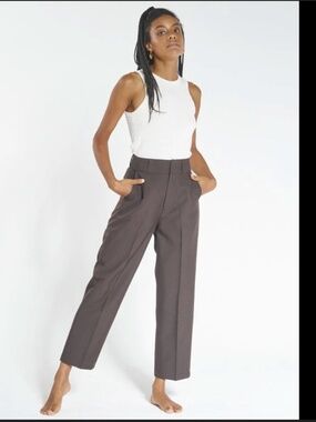 Thrills Donna Pant, fitted, high waist in postal brown